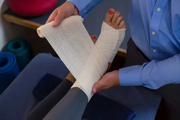 wrapping-a-foot-with-medical-bandage
